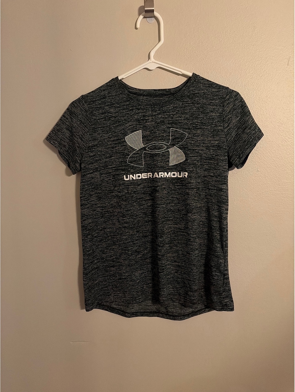 Under Armour Youth Large Girls' Black Heathered Logo T-Shirt Size YLG
